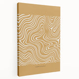 Stretched canvas wall art featuring an abstract minimalist design with soft beige and gray tones, displayed from a side view, perfect for modern home decor.