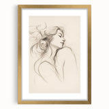 Abstract minimalist wall art design in a gold frame with a white mat, showcasing elegant simplicity and modern style for home decor.