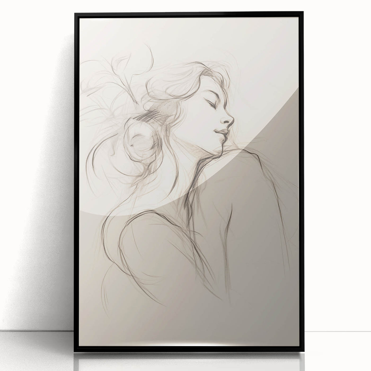 Framed minimalist wall art featuring abstract geometric shapes in black and white, displayed from a front view, perfect for modern decor.