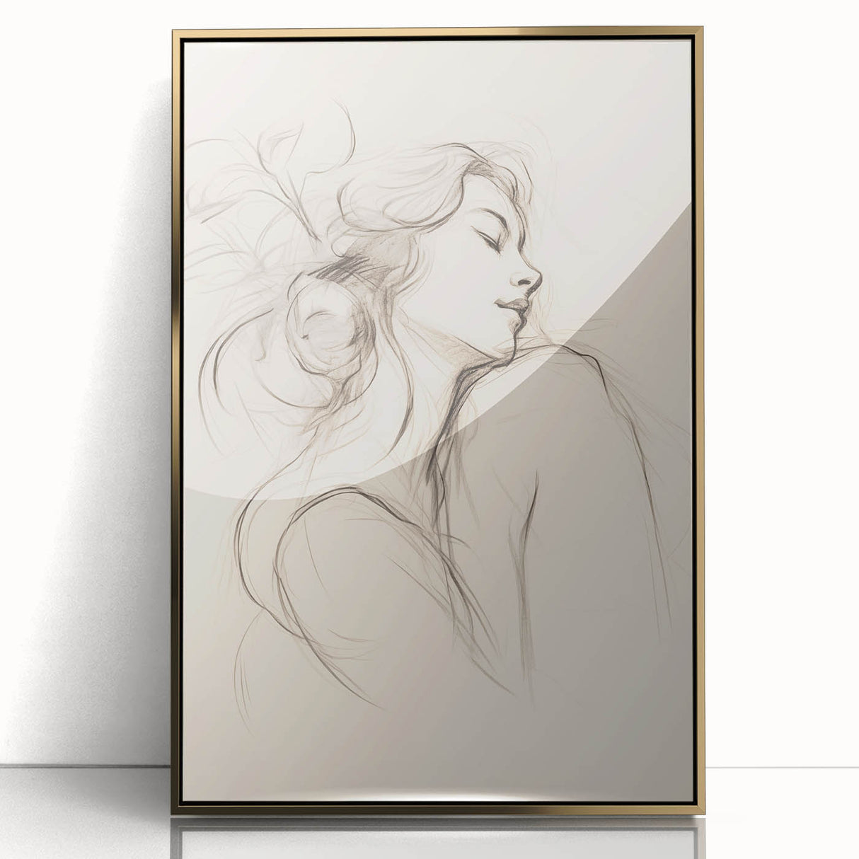 Framed abstract minimalist wall art collection in gold acrylic, showcasing elegant geometric patterns on a sleek modern design, enhancing any decor.
