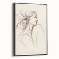Framed abstract minimalist wall art featuring a sleek black design, showcasing a modern aesthetic with a side view that emphasizes its elegance.