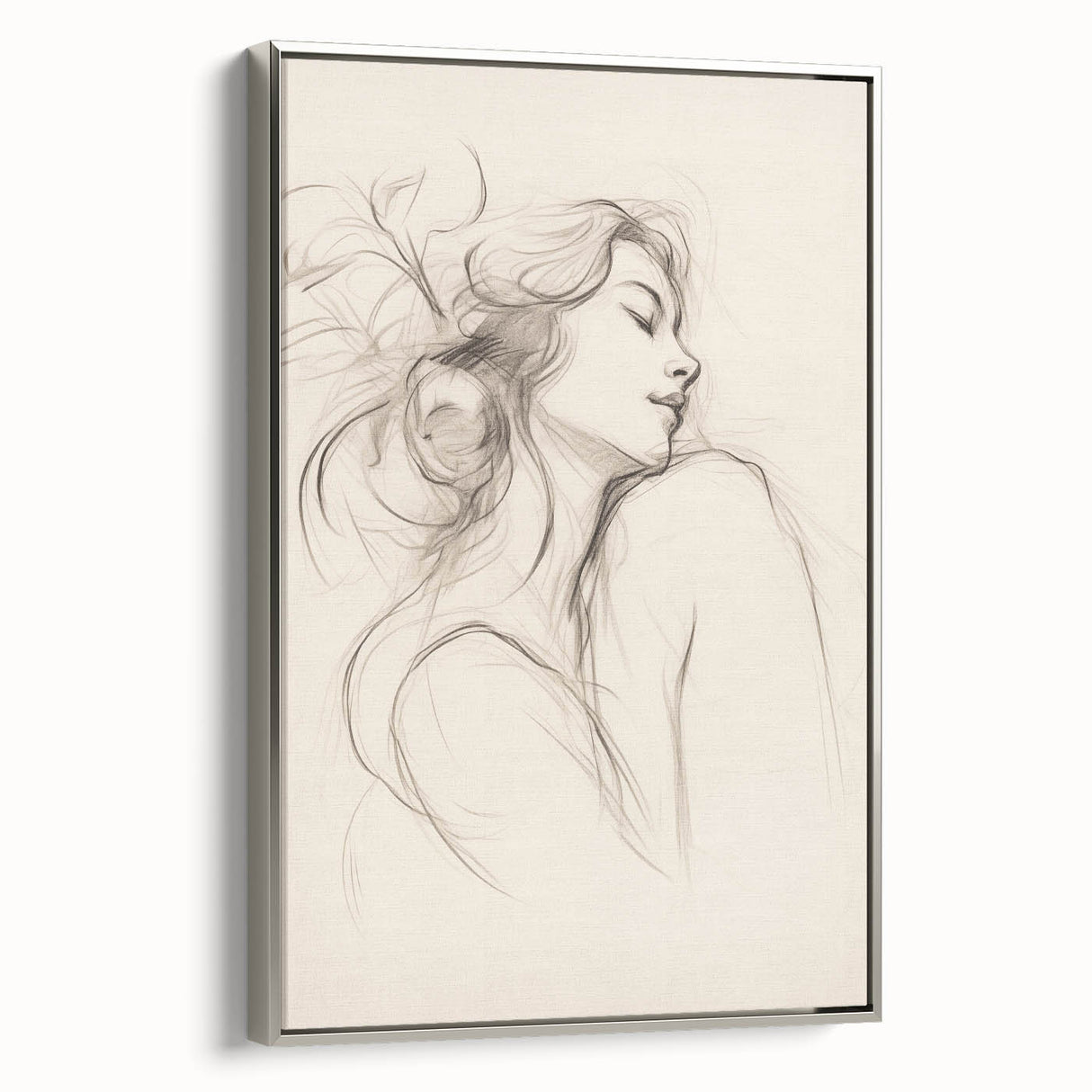 Framed abstract minimalist wall art collection showcasing silver tones and geometric shapes, enhancing modern home decor aesthetics.