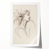 Abstract minimalist wall art print showcasing soft pastel colors and geometric shapes, rolled and ready for framing or display.