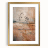 Abstract minimalist wall art collection featuring a framed piece with a gold border, emphasizing a sleek, modern design that enhances contemporary decor.