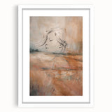 Abstract minimalist wall art collection featuring a white frame and mat, showcasing geometric shapes and soft colors, perfect for modern decor.