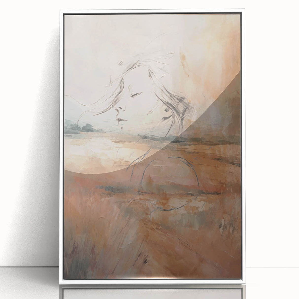 Framed abstract minimalist wall art collection showcasing a sleek white design, perfect for modern decor, emphasizing clean lines and simplicity.
