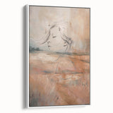 Framed abstract minimalist wall art displaying soft neutral tones and geometric shapes, showcasing a contemporary design ideal for modern decor.