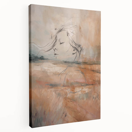 Abstract minimalist wall art collection on stretched canvas, showcasing soft color gradients and fluid shapes, ideal for contemporary decor.