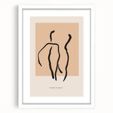 Framed abstract minimalist wall art design showcasing soft pastel colors and geometric shapes, presented in a sleek white frame with matting.