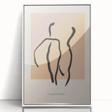 Framed abstract minimalist wall art piece showcasing a sleek design with soft colors and geometric shapes, ideal for modern decor.