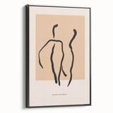 Framed abstract minimalist wall art featuring a sleek black design with clean lines, displayed in a modern setting, perfect for contemporary decor.