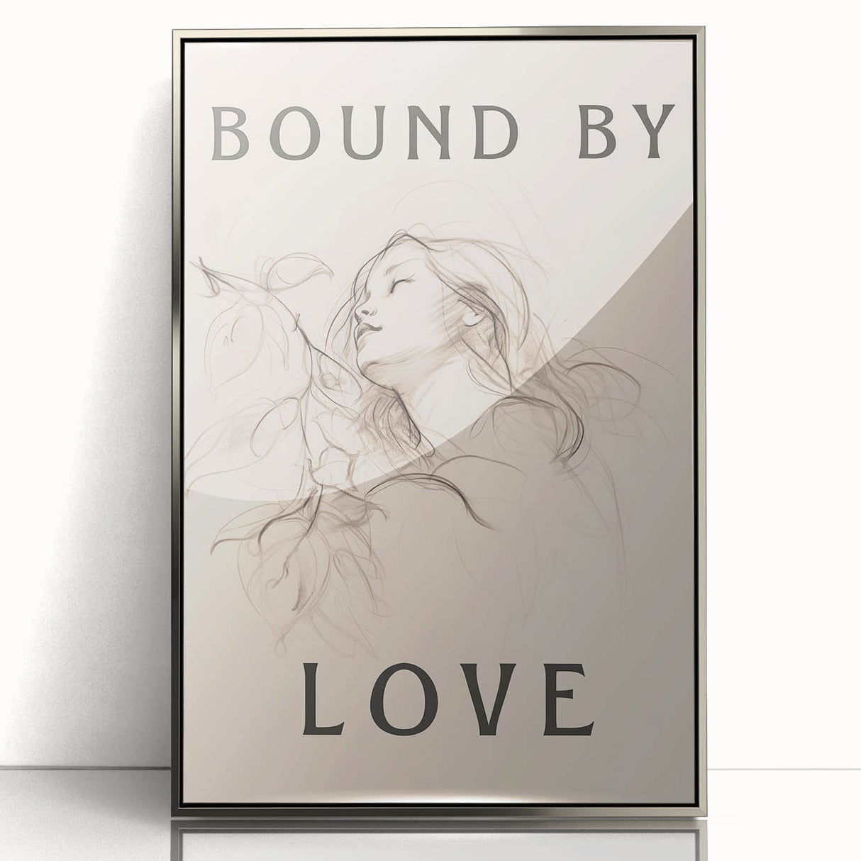 Framed acrylic wall art featuring an abstract minimalist design in silver tones, showcasing a modern aesthetic perfect for contemporary decor.
