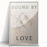 Framed minimalist wall art featuring an abstract design with soft colors and geometric shapes, displayed against a white background, perfect for modern home decor.