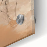 Close-up of an abstract minimalist wall art design showcasing vibrant colors and geometric shapes, mounted on sleek acrylic glass for a modern aesthetic.