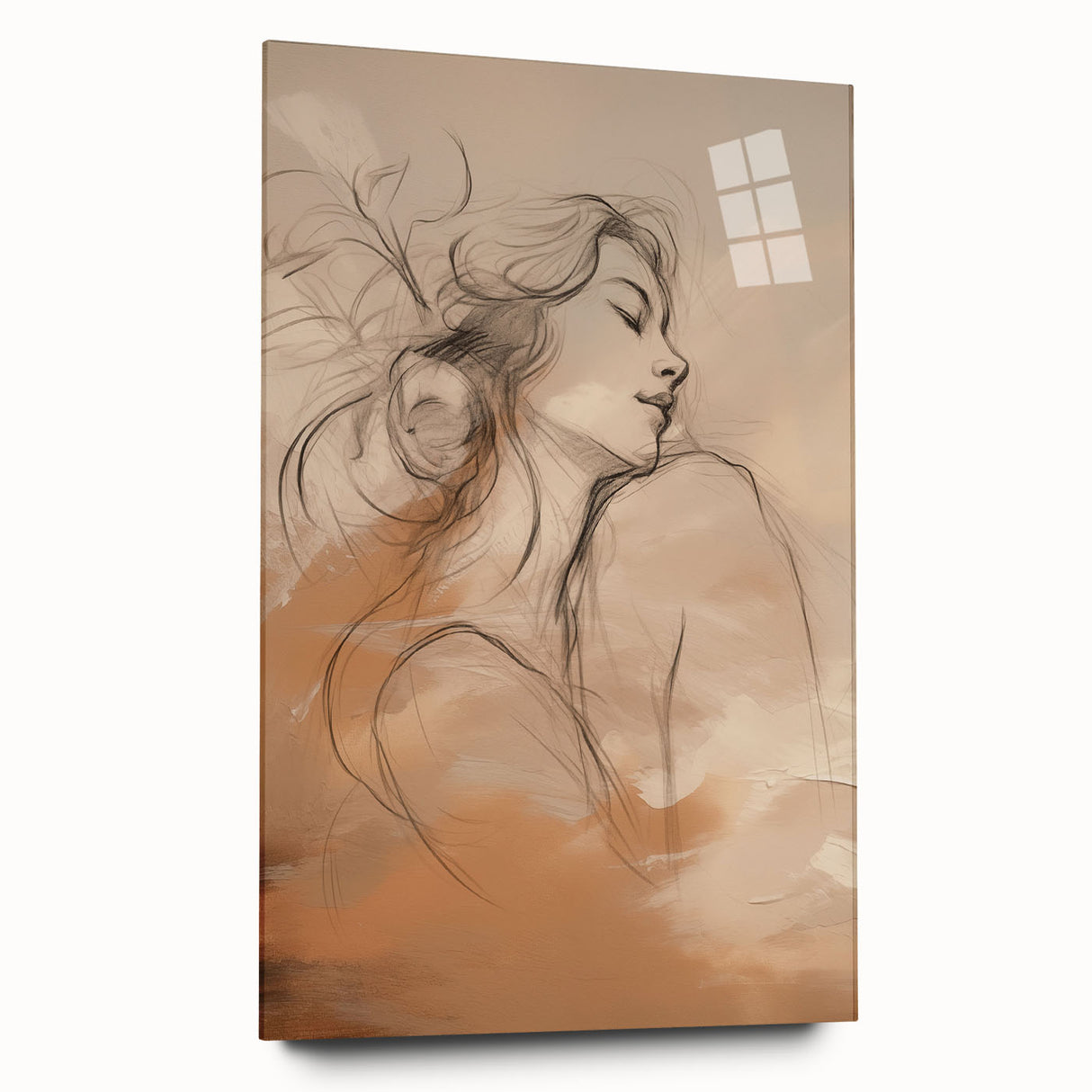 Minimalist abstract wall art design displayed in a modern acrylic frame, showcasing vibrant colors and geometric shapes for contemporary decor. Ideal for enhancing living spaces or office environments.