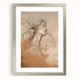 Abstract minimalist wall art print in a sleek silver frame with a mat, showcasing a contemporary design that enhances modern interior decor. The artwork features soft color gradients and geometric shapes, creating a calming visual aesthetic ideal for living spaces or offices.