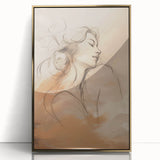 Framed abstract minimalist wall art featuring a gold-acrylic design, showcasing elegant lines and shapes, perfect for modern home decor.