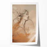 Abstract minimalist wall art print showcasing a blend of soft pastel colors and geometric shapes, ideal for modern home decor, presented as a rolled canvas in a protective tube.