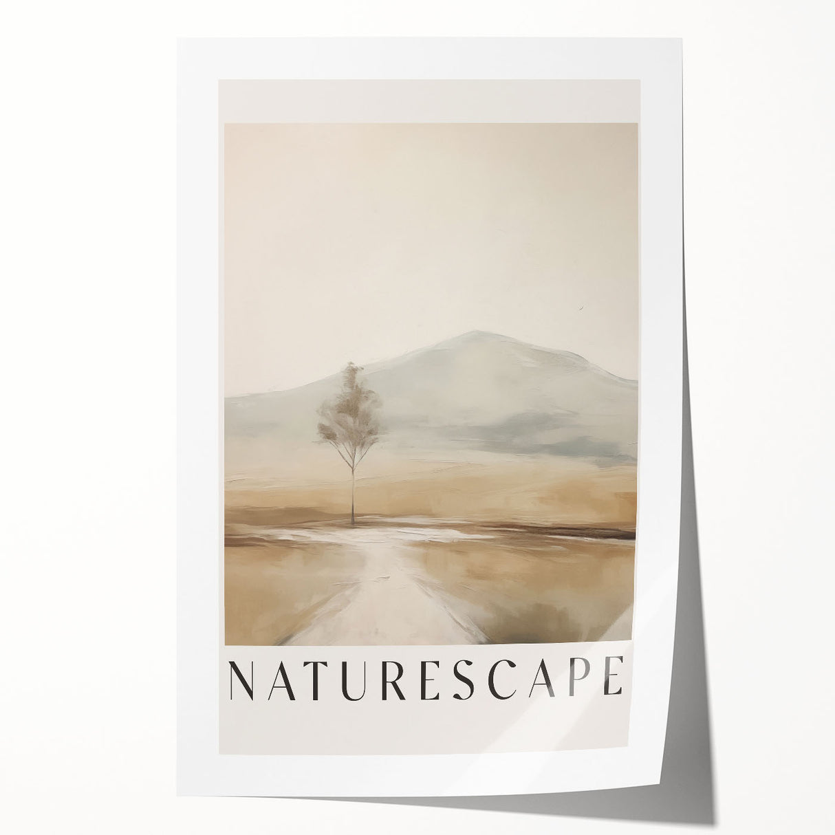 Abstract minimalist wall art print showcasing a blend of soft pastel colors and geometric shapes, rolled and packaged in a durable cardboard tube for shipping.