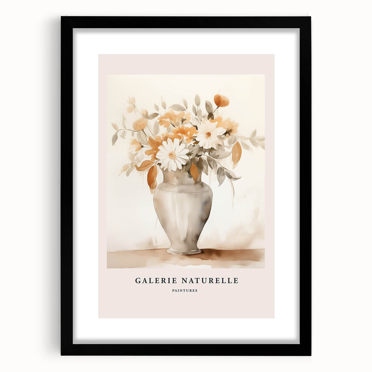 Abstract minimalist wall art collection featuring a sleek black frame and mat, showcasing a modern design with subtle geometric shapes. Perfect for contemporary decor.