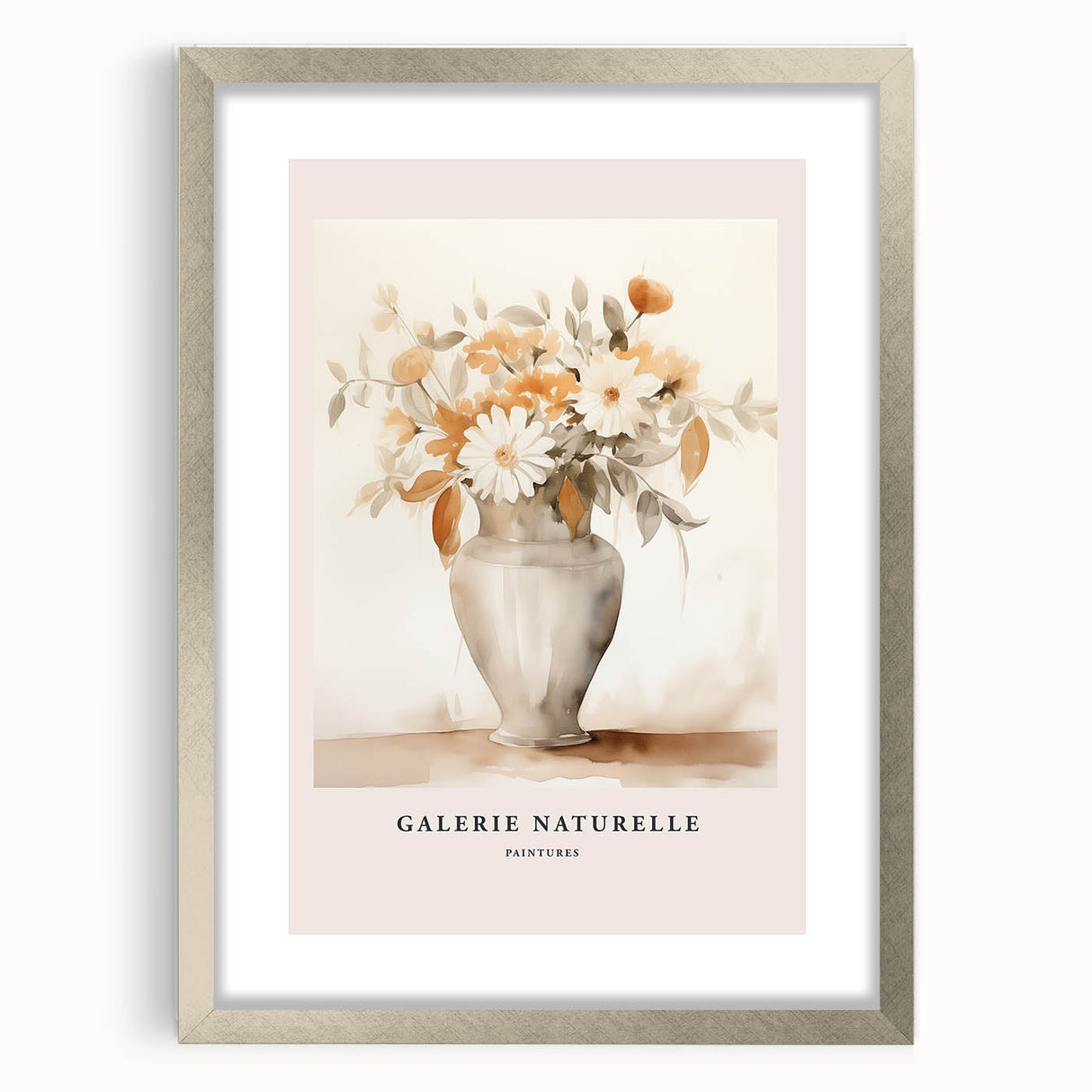 Framed abstract minimalist wall art collection in silver, showcasing geometric shapes and soft tones, perfect for modern home decor.