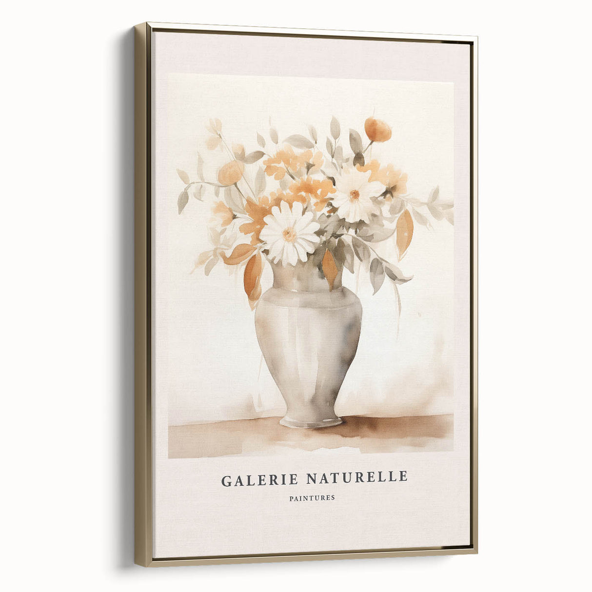 Framed abstract minimalist wall art collection featuring elegant gold accents on canvas, displayed from a side view against a neutral background.