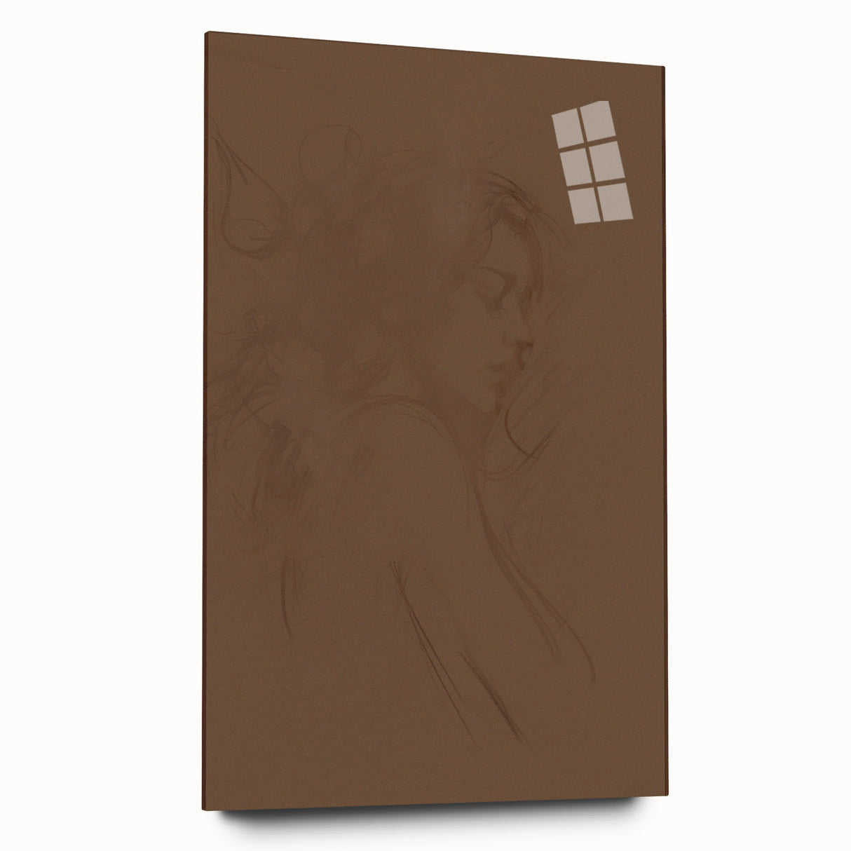 Abstract minimalist wall art collection displayed in a sleek acrylic glass frame, showcasing a modern design with soft colors and clean lines, perfect for contemporary decor.