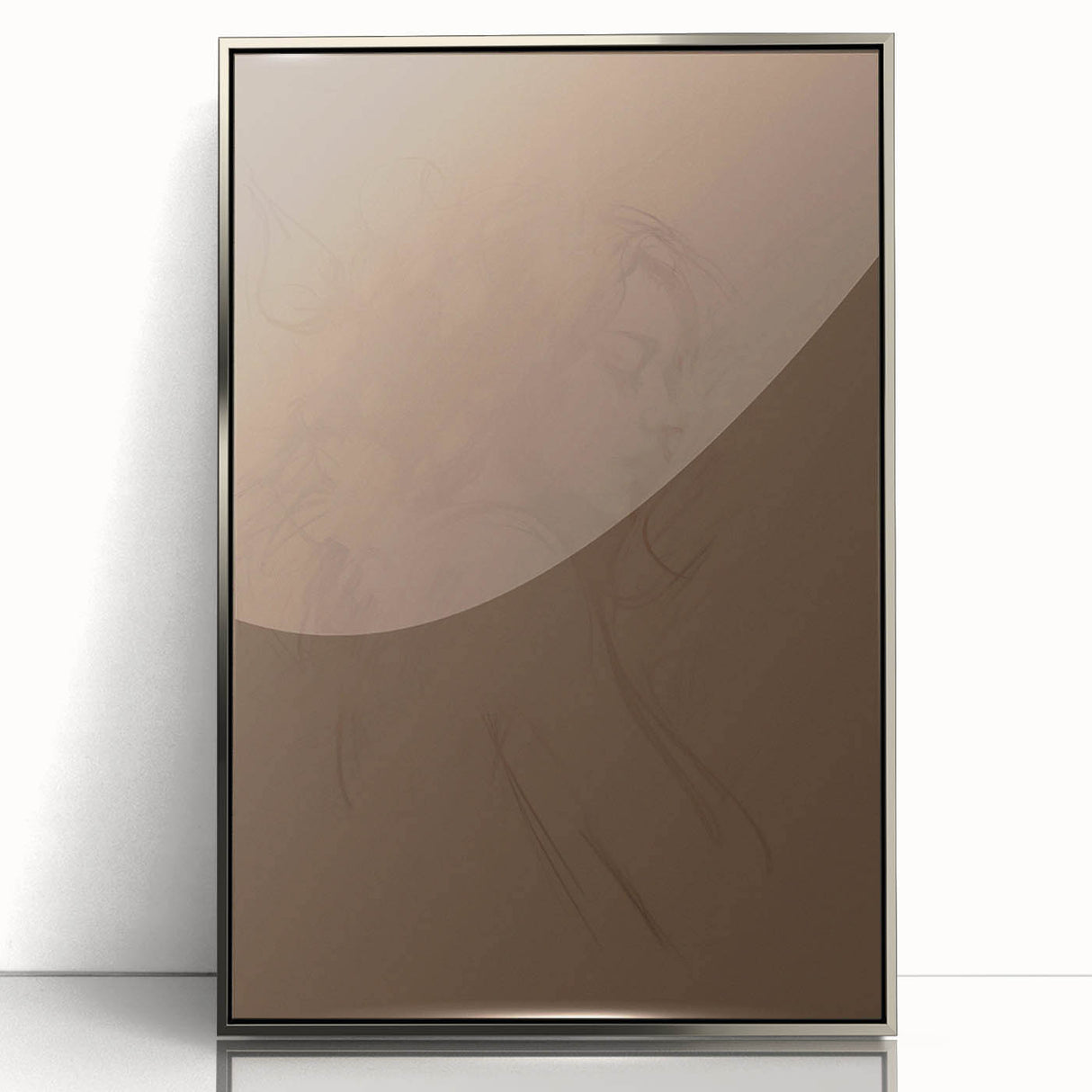Framed abstract minimalist wall art featuring a sleek silver border and vibrant, colorful design, ideal for modern decor and enhancing living spaces.