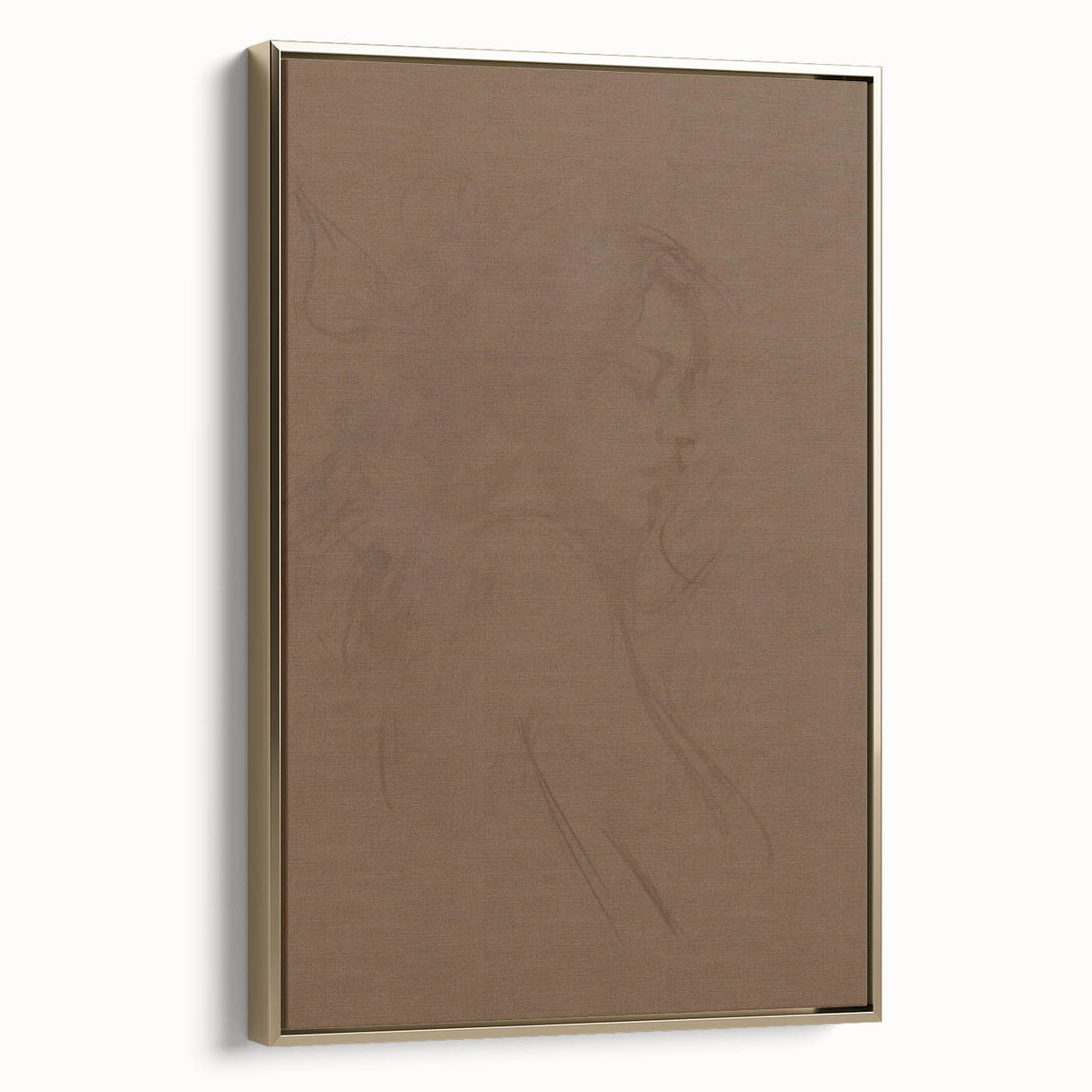 Framed abstract minimalist wall art collection featuring a sleek gold border, showcasing elegant design elements perfect for modern home decor. The side view highlights its contemporary aesthetic and sturdy construction, ideal for enhancing living spaces.