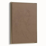 Framed abstract minimalist wall art collection featuring a sleek gold border, showcasing elegant design elements perfect for modern home decor. The side view highlights its contemporary aesthetic and sturdy construction, ideal for enhancing living spaces.