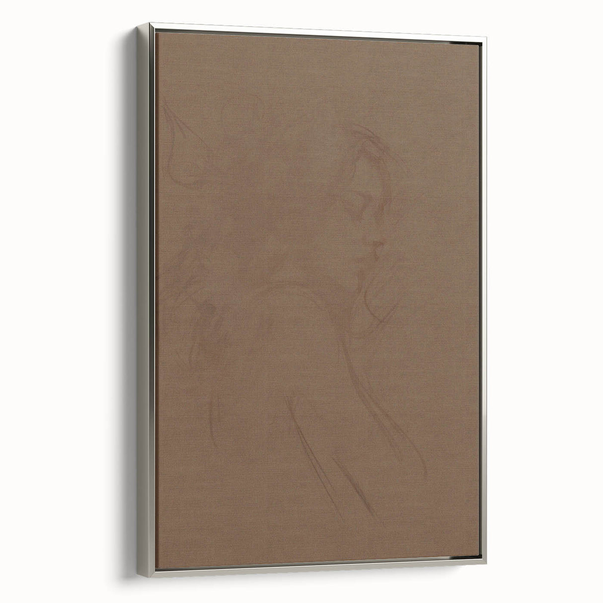 Framed abstract minimalist wall art collection showcasing a sleek silver side profile, perfect for modern decor, enhancing any room's aesthetic appeal.