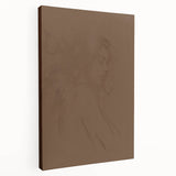 Stretched canvas artwork showcasing an abstract minimalist design in earthy tones, featuring smooth lines and geometric shapes, ideal for modern home decor.