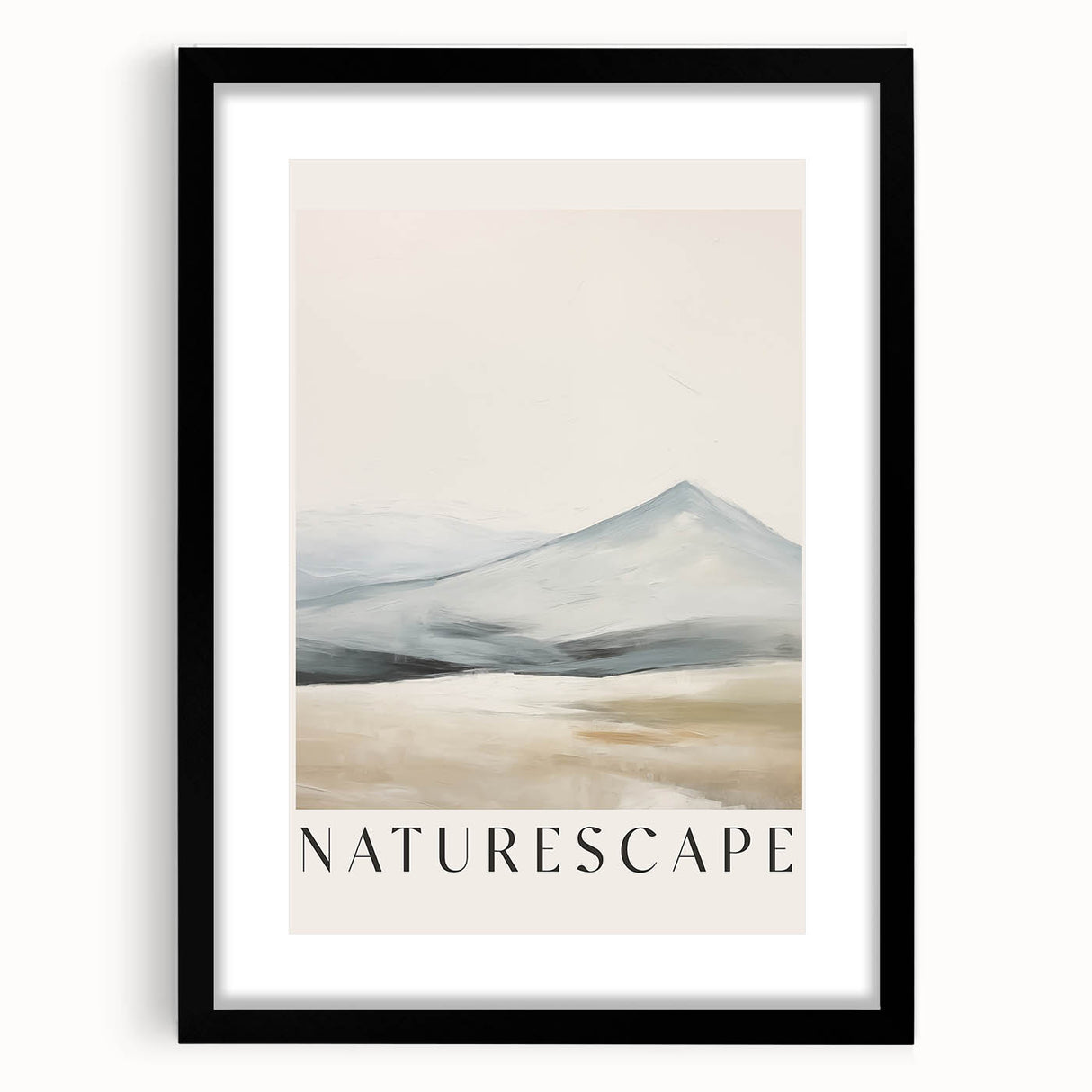 Abstract minimalist wall art design framed in black, showcasing clean lines and a neutral color palette, ideal for modern living spaces and home decor.