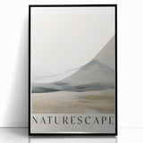 Framed acrylic wall art featuring an abstract minimalist design with a black frame, showcasing geometric shapes in soft hues, perfect for modern decor.