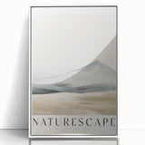 Framed abstract minimalist wall art design featuring soft geometric shapes in muted tones of white and gray, perfect for modern decor. Ideal for enhancing living spaces with elegance.