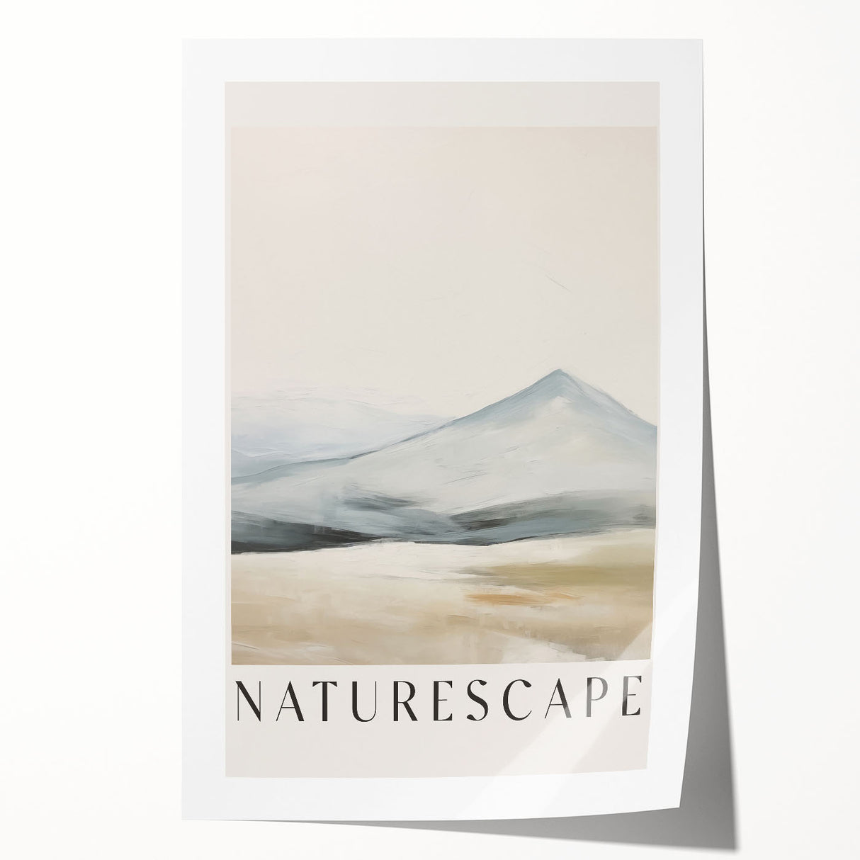 Abstract minimalist wall art print showcasing soft pastel colors and geometric shapes, ideal for modern home decor, elegantly rolled for easy handling and display.