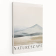 Stretched canvas wall art showcasing an abstract minimalist design with geometric shapes and soft color tones, viewed from the side to highlight its depth and texture. Perfect for contemporary home decor.