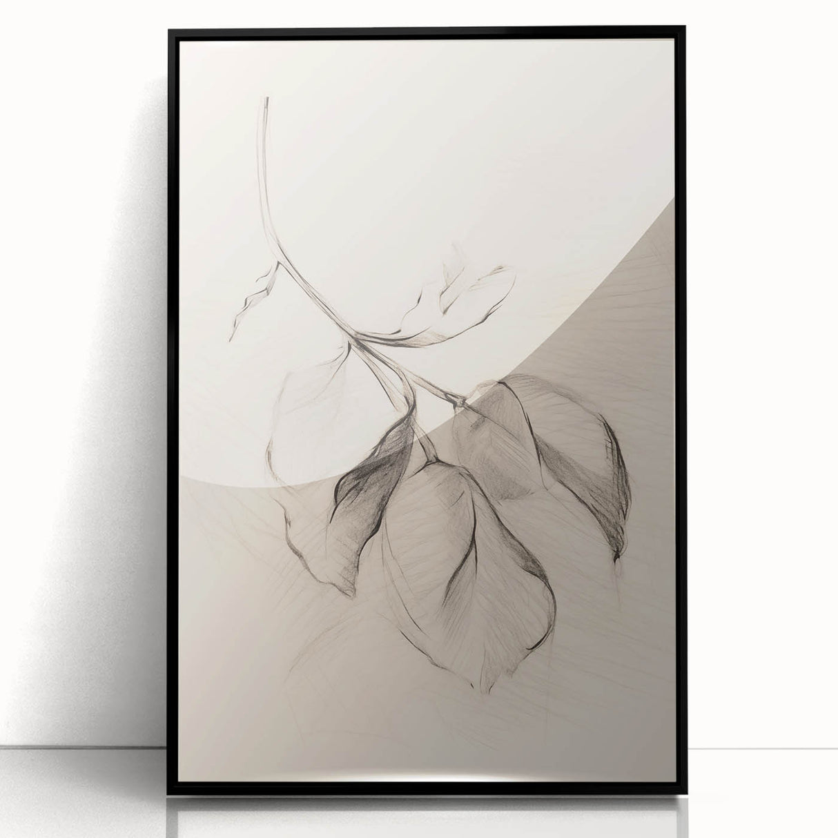 Framed minimalist wall art featuring an abstract design in black and white, perfect for modern decor. The artwork is displayed from a front view, emphasizing its sleek lines and artistic composition, ideal for contemporary interiors.