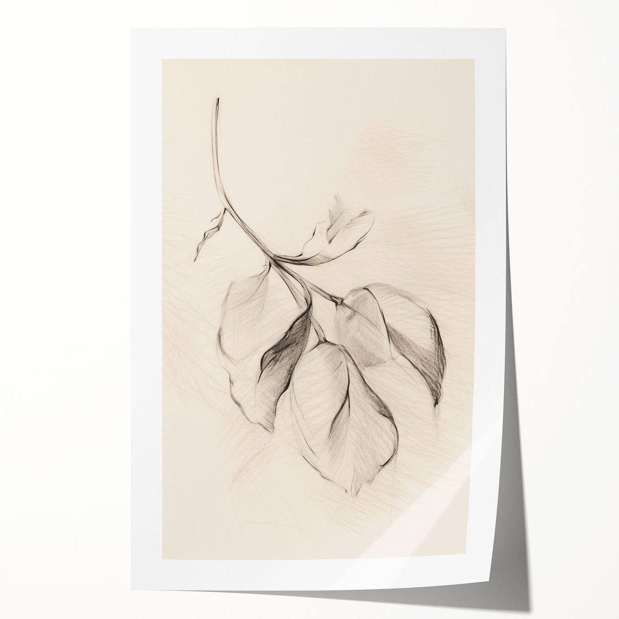 Abstract minimalist wall art print featuring soft pastel colors and geometric shapes, elegantly rolled for easy display, ideal for modern home decor.