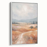 Framed minimalist wall art collection showcasing abstract designs in soft neutral tones. The canvas is displayed in a sleek white frame, emphasizing modern aesthetics.