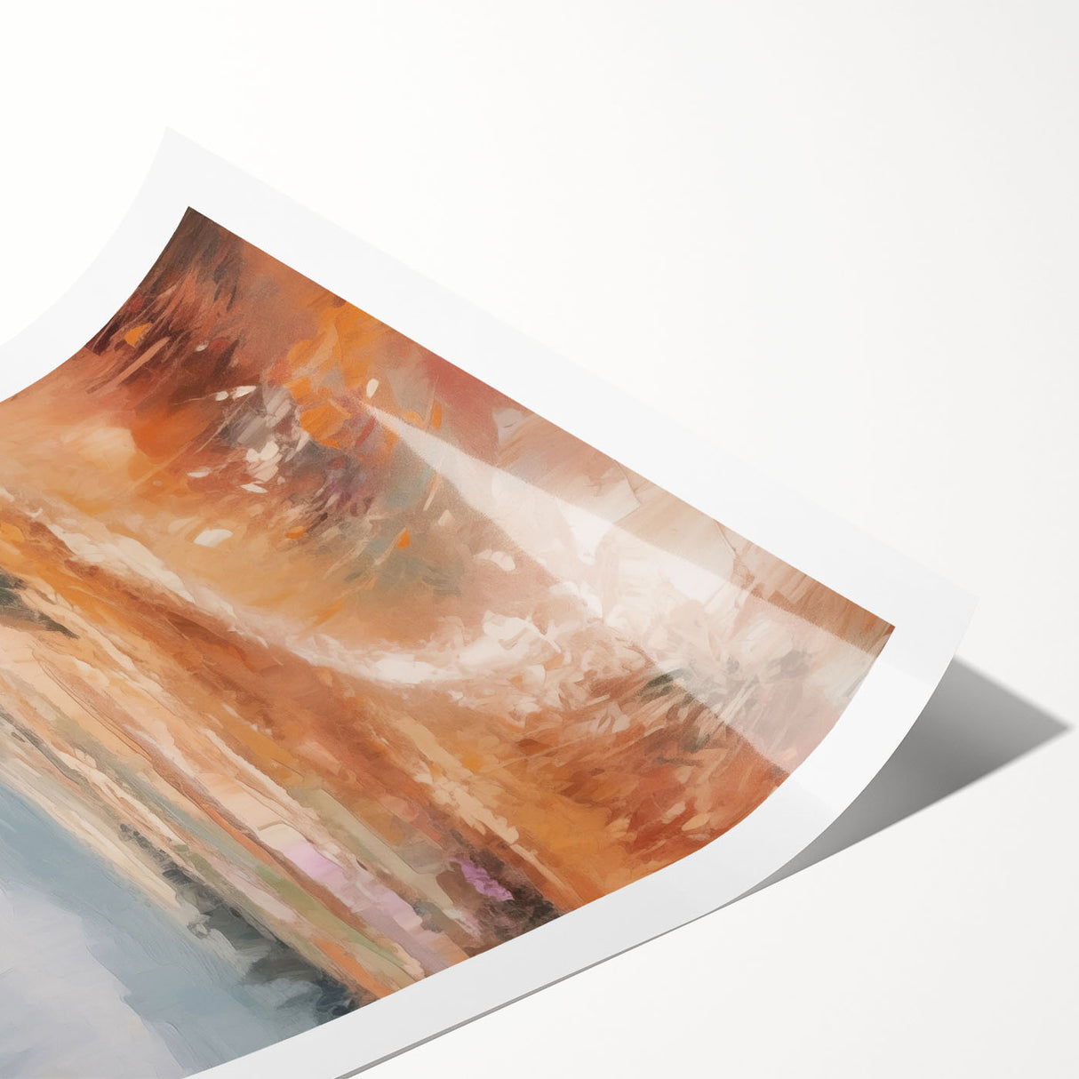 Abstract minimalist wall art design featuring geometric shapes in soft pastel colors, rolled and ready for display, highlighting modern aesthetic appeal.
