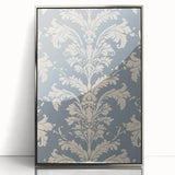 Framed abstract minimalist wall art design with a silver acrylic finish, showcasing geometric patterns and subtle color variations for modern decor.