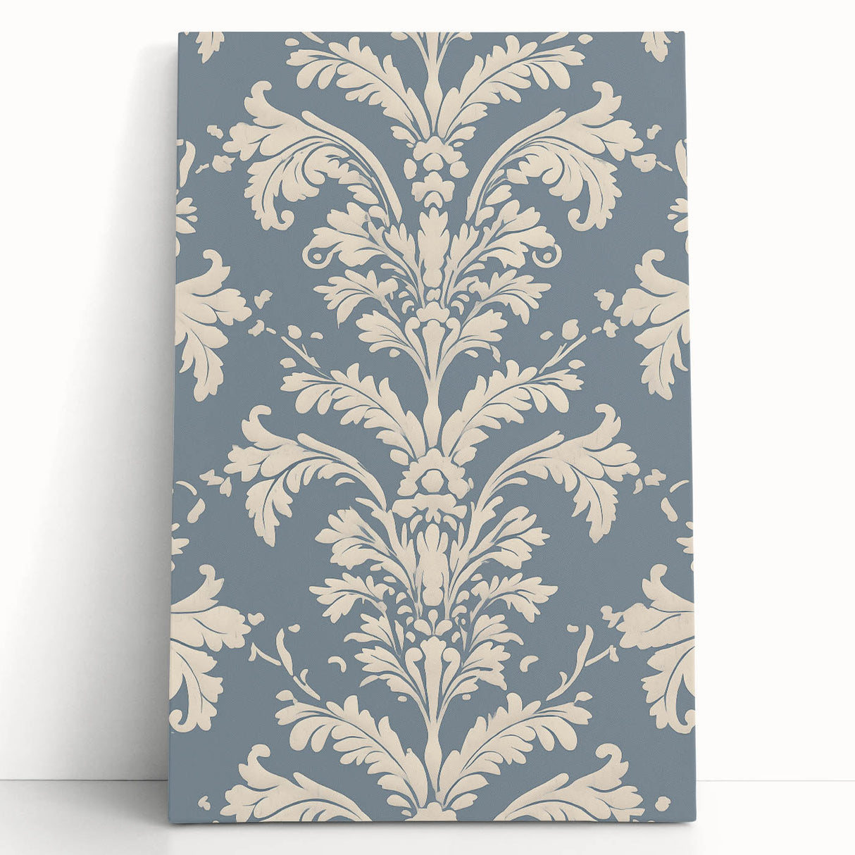 Abstract minimalist design wall art collection featuring soft neutral tones and geometric shapes on a stretched canvas, leaning against a white wall, ideal for modern decor.