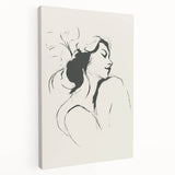 Abstract minimalist wall art design on stretched canvas, showcasing soft pastel colors and geometric patterns. Ideal for modern home decor, this side view highlights the artwork's texture and depth, adding elegance to any space.