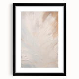 Minimalist black-framed wall art featuring an abstract design with soft colors, displayed in a stylish setting, perfect for modern home decor. Ideal for enhancing interior aesthetics.