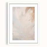 Minimalist abstract wall art design in a white frame with a mat, showcasing geometric shapes and soft colors, ideal for modern home decor.