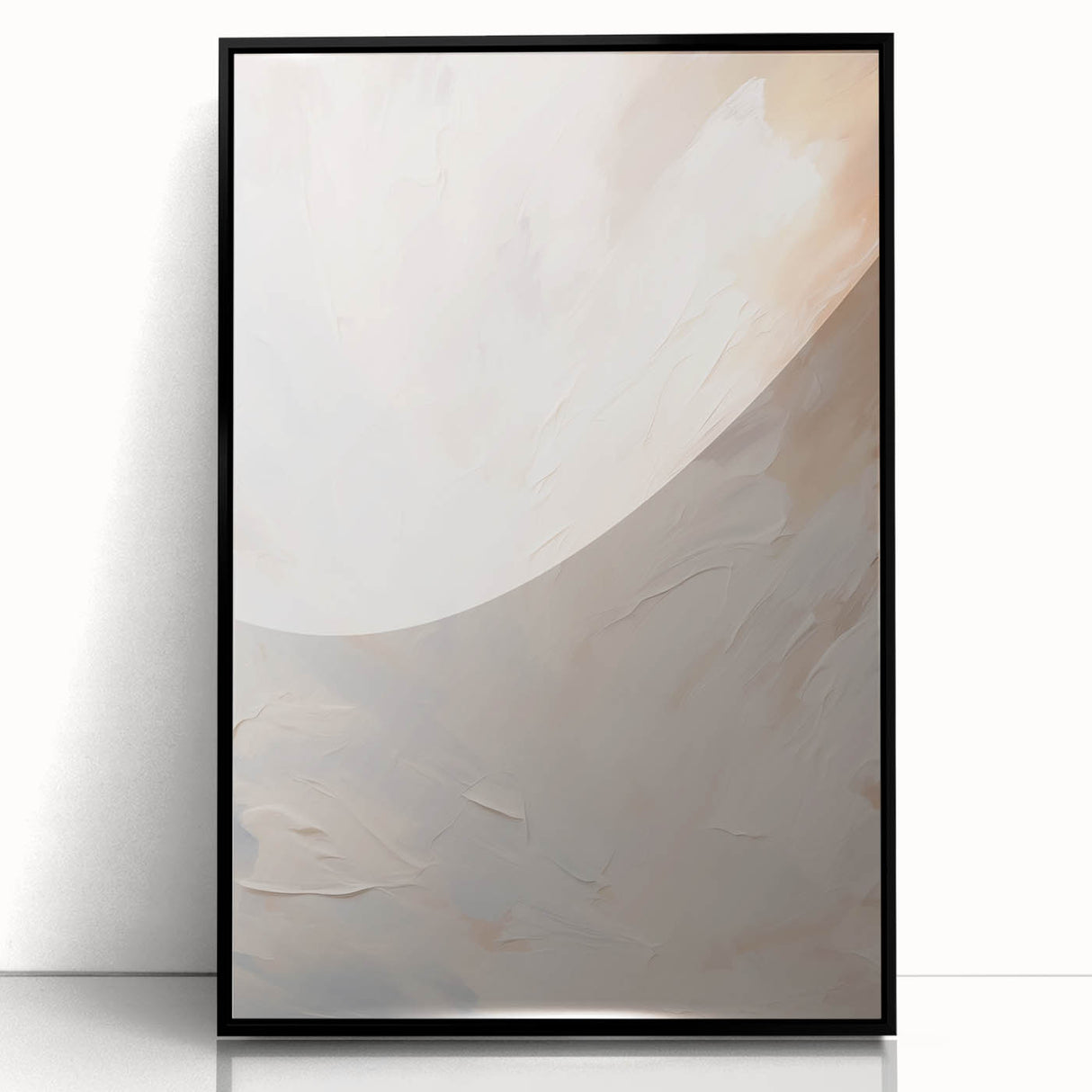 Framed abstract minimalist wall art featuring a black acrylic design, showcasing geometric shapes and clean lines, perfect for modern home decor.