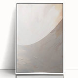 Framed abstract minimalist wall art design featuring a white acrylic front, showcasing geometric shapes and soft colors, ideal for modern interior decor.