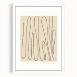 Minimalist wall art collection featuring abstract designs in soft colors, framed with a sleek white mat, perfect for modern decor.