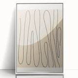 Framed abstract minimalist wall art collection showcasing seven unique designs in soft pastel colors, displayed from a front view against a clean background.